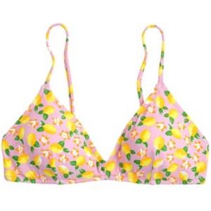 J. Crew Lemon pink and yellow print bikini top M